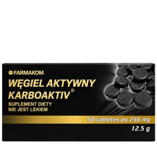 Węgiel aktywny Karboaktiv 250mg, 50 tabl. FARMAKOM